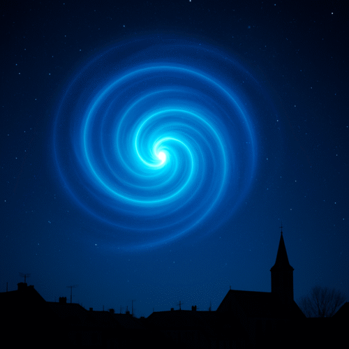 blue spiral in the night sky