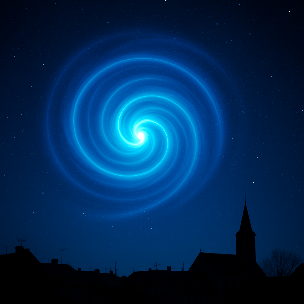 blue spiral in the night sky